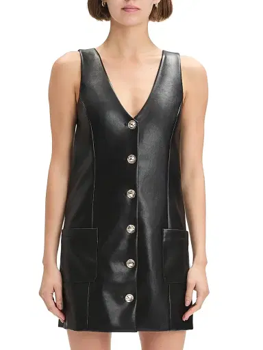Favorite Daughter Women's Sasha Faux Leather Minidress - Raven | Thumbnail 3 Favorite Daughter Women's Sasha Faux Leather Minidress - Raven | Thumbnail 3