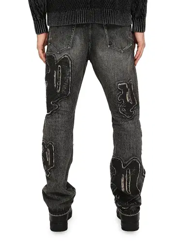 Purple Brand Men's Monceau Sequined Logo Jeans - Black | Thumbnail 2 Purple Brand Men's Monceau Sequined Logo Jeans - Black | Thumbnail 2
