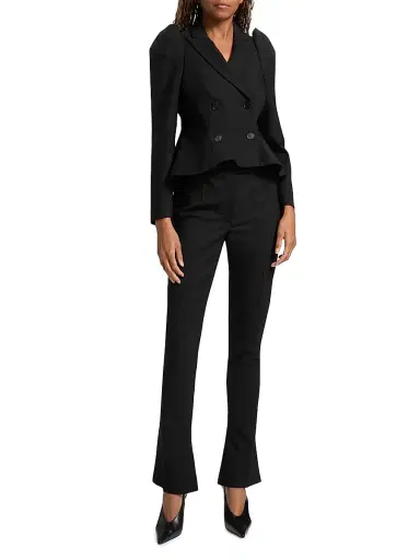 McQueen Women's Stretch Wool Straight-Leg Flare Trousers - Black | Thumbnail 2 McQueen Women's Stretch Wool Straight-Leg Flare Trousers - Black | Thumbnail 2