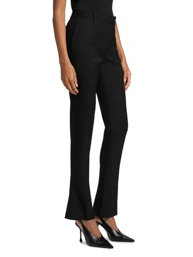 McQueen Women's Stretch Wool Straight-Leg Flare Trousers - Black | Thumbnail 4 McQueen Women's Stretch Wool Straight-Leg Flare Trousers - Black | Thumbnail 4