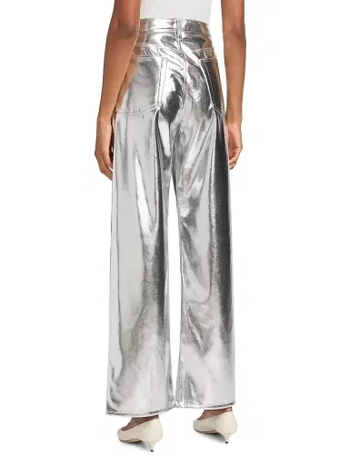 rag & bone Women's Logan Metallic Faux Leather High-Rise Wide-Leg Pants - Silver | Thumbnail 5 rag & bone Women's Logan Metallic Faux Leather High-Rise Wide-Leg Pants - Silver | Thumbnail 5