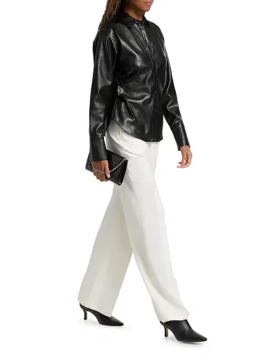 rag & bone Women's Leah Faux-Leather Button-Front Shirt - Black | Thumbnail 2 rag & bone Women's Leah Faux-Leather Button-Front Shirt - Black | Thumbnail 2