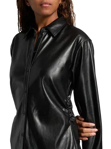 rag & bone Women's Leah Faux-Leather Button-Front Shirt - Black | Thumbnail 6 rag & bone Women's Leah Faux-Leather Button-Front Shirt - Black | Thumbnail 6