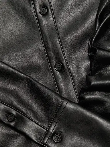 rag & bone Women's Leah Faux-Leather Button-Front Shirt - Black | Thumbnail 7 rag & bone Women's Leah Faux-Leather Button-Front Shirt - Black | Thumbnail 7