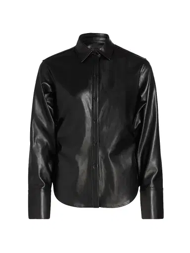 rag & bone Women's Leah Faux-Leather Button-Front Shirt - Black | Thumbnail 1 rag & bone Women's Leah Faux-Leather Button-Front Shirt - Black | Thumbnail 1