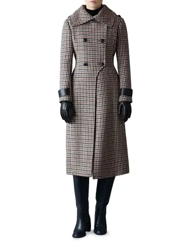 Mackage Women's Elodie Tailored Houndstooth Wool Maxi Coat - Earth Brown Multi | Thumbnail 2 Mackage Women's Elodie Tailored Houndstooth Wool Maxi Coat - Earth Brown Multi | Thumbnail 2