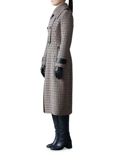 Mackage Women's Elodie Tailored Houndstooth Wool Maxi Coat - Earth Brown Multi | Thumbnail 3 Mackage Women's Elodie Tailored Houndstooth Wool Maxi Coat - Earth Brown Multi | Thumbnail 3
