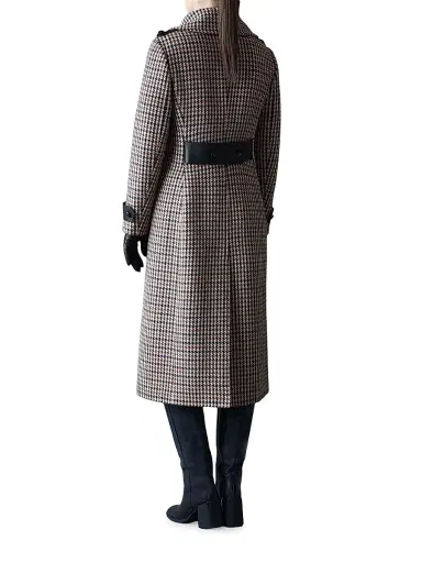 Mackage Women's Elodie Tailored Houndstooth Wool Maxi Coat - Earth Brown Multi | Thumbnail 4 Mackage Women's Elodie Tailored Houndstooth Wool Maxi Coat - Earth Brown Multi | Thumbnail 4