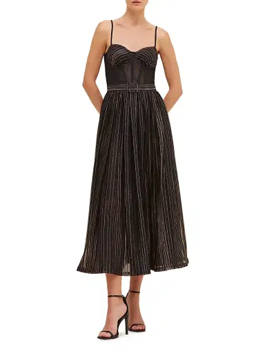 PatBO Women's Prism Metallic Thread Midi-Dress - Black | Thumbnail 2 PatBO Women's Prism Metallic Thread Midi-Dress - Black | Thumbnail 2