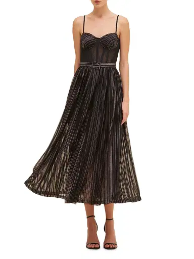 PatBO Women's Prism Metallic Thread Midi-Dress - Black | Thumbnail 3 PatBO Women's Prism Metallic Thread Midi-Dress - Black | Thumbnail 3