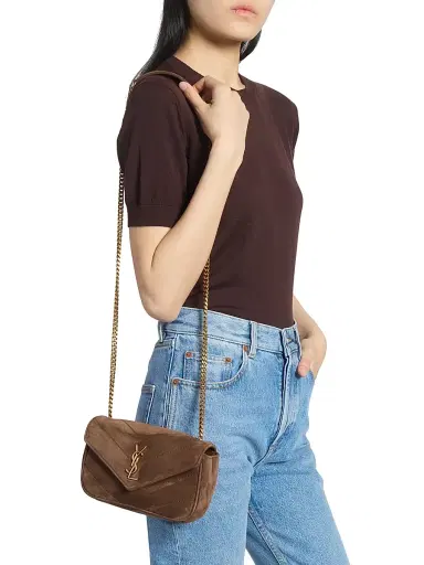 Saint Laurent Women's Loulou Mini Bag in Suede - Brown Coffee | Thumbnail 3 Saint Laurent Women's Loulou Mini Bag in Suede - Brown Coffee | Thumbnail 3