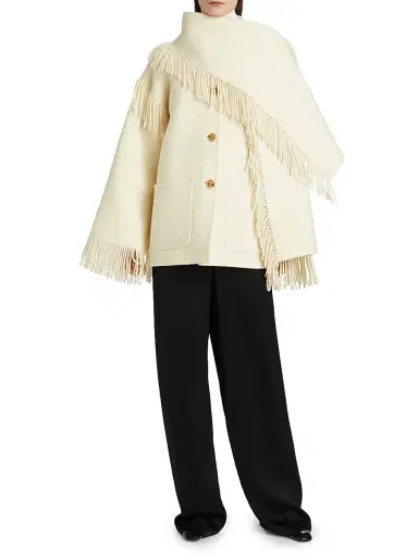 TOTEME Women's Fringed Scarf Wool-Blend Jacket - Winter White - Size 10 | Thumbnail 2 TOTEME Women's Fringed Scarf Wool-Blend Jacket - Winter White - Size 10 | Thumbnail 2