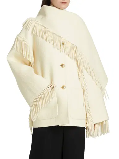 TOTEME Women's Fringed Scarf Wool-Blend Jacket - Winter White - Size 10 | Thumbnail 3 TOTEME Women's Fringed Scarf Wool-Blend Jacket - Winter White - Size 10 | Thumbnail 3
