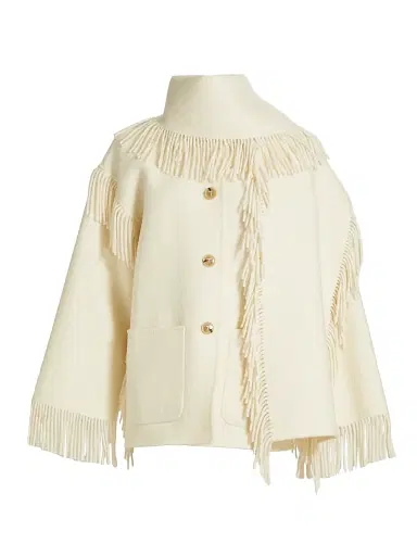 TOTEME Women's Fringed Scarf Wool-Blend Jacket - Winter White - Size 10 | Thumbnail 1 TOTEME Women's Fringed Scarf Wool-Blend Jacket - Winter White - Size 10 | Thumbnail 1