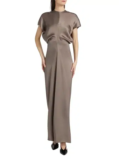 TOTEME Women's Slouch-Waist Satin Maxi Dress - Taupe - Size 8 | Thumbnail 2 TOTEME Women's Slouch-Waist Satin Maxi Dress - Taupe - Size 8 | Thumbnail 2