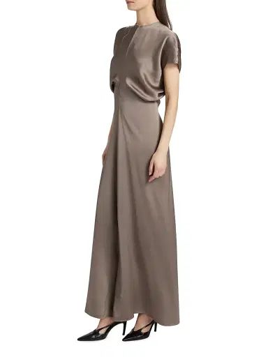 TOTEME Women's Slouch-Waist Satin Maxi Dress - Taupe - Size 8 | Thumbnail 4 TOTEME Women's Slouch-Waist Satin Maxi Dress - Taupe - Size 8 | Thumbnail 4