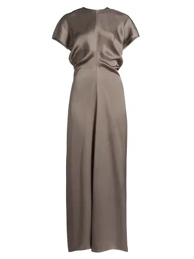 TOTEME Women's Slouch-Waist Satin Maxi Dress - Taupe - Size 8 | Thumbnail 1 TOTEME Women's Slouch-Waist Satin Maxi Dress - Taupe - Size 8 | Thumbnail 1