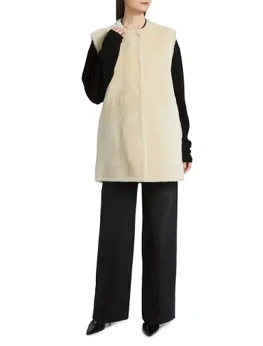 Toteme Women's Plush Shearling Vest - Ecru | Thumbnail 2 Toteme Women's Plush Shearling Vest - Ecru | Thumbnail 2