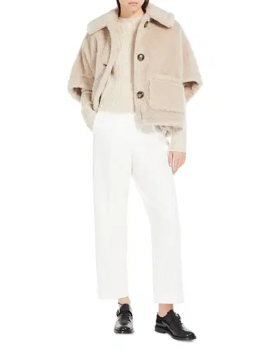 Max Mara Women's Cape in Alpaca and Wool Teddy Fabric - Beige - Size Medium | Thumbnail 4 Max Mara Women's Cape in Alpaca and Wool Teddy Fabric - Beige - Size Medium | Thumbnail 4