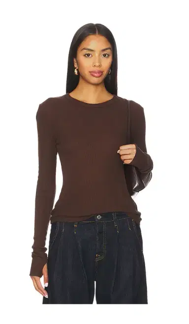 Michael Lauren Axl Long Sleeve Crop Fitted Top | Thumbnail 1 Michael Lauren Axl Long Sleeve Crop Fitted Top | Thumbnail 1