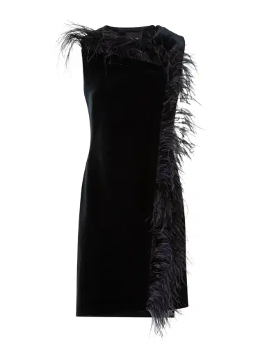 Akris Feather-Trim Short Dress | Thumbnail 1 Akris Feather-Trim Short Dress | Thumbnail 1