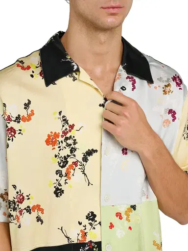 Bottega Veneta Men's Colorblocked Floral Button-Front Shirt | Thumbnail 6 Bottega Veneta Men's Colorblocked Floral Button-Front Shirt | Thumbnail 6