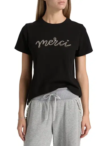 Cinq à Sept Women's Merci Chain T-Shirt - Black Silver | Thumbnail 3 Cinq à Sept Women's Merci Chain T-Shirt - Black Silver | Thumbnail 3