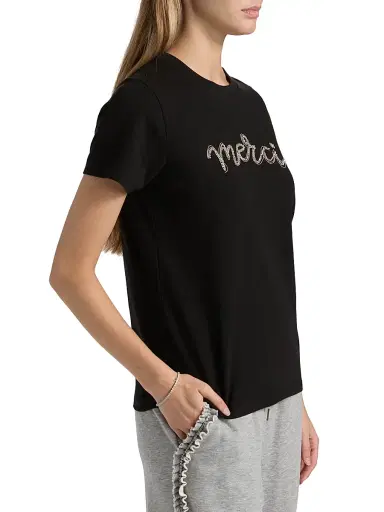 Cinq à Sept Women's Merci Chain T-Shirt - Black Silver | Thumbnail 4 Cinq à Sept Women's Merci Chain T-Shirt - Black Silver | Thumbnail 4