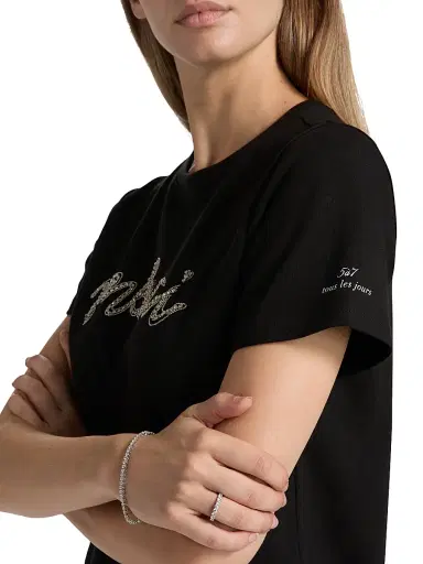 Cinq à Sept Women's Merci Chain T-Shirt - Black Silver | Thumbnail 6 Cinq à Sept Women's Merci Chain T-Shirt - Black Silver | Thumbnail 6