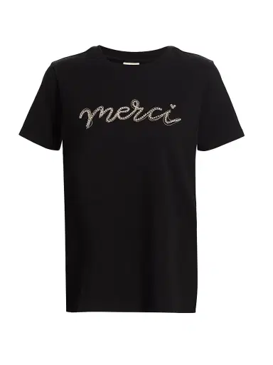 Cinq à Sept Women's Merci Chain T-Shirt - Black Silver | Thumbnail 1 Cinq à Sept Women's Merci Chain T-Shirt - Black Silver | Thumbnail 1