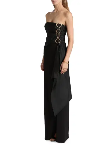Cinq à Sept Women's Baltra Hardware-Accented Strapless Gown - Black | Thumbnail 4 Cinq à Sept Women's Baltra Hardware-Accented Strapless Gown - Black | Thumbnail 4