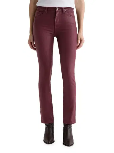 AG Jeans Women's Mari Coated Mid-Rise Slim Straight Jeans - Leatherette Winery | Thumbnail 3 AG Jeans Women's Mari Coated Mid-Rise Slim Straight Jeans - Leatherette Winery | Thumbnail 3