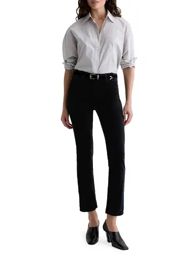 AG Jeans Women's Mari Stretch-Velvet Mid-Rise Slim-Straight Jeans - Super Black | Thumbnail 2 AG Jeans Women's Mari Stretch-Velvet Mid-Rise Slim-Straight Jeans - Super Black | Thumbnail 2