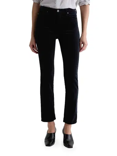 AG Jeans Women's Mari Stretch-Velvet Mid-Rise Slim-Straight Jeans - Super Black | Thumbnail 3 AG Jeans Women's Mari Stretch-Velvet Mid-Rise Slim-Straight Jeans - Super Black | Thumbnail 3