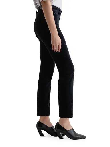 AG Jeans Women's Mari Stretch-Velvet Mid-Rise Slim-Straight Jeans - Super Black | Thumbnail 4 AG Jeans Women's Mari Stretch-Velvet Mid-Rise Slim-Straight Jeans - Super Black | Thumbnail 4