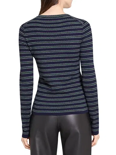 Theory Women's Striped Wool Rib-Knit Long-Sleeve Top - Deep Navy Multi | Thumbnail 5 Theory Women's Striped Wool Rib-Knit Long-Sleeve Top - Deep Navy Multi | Thumbnail 5