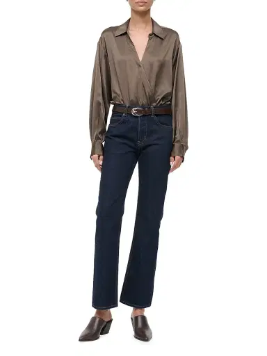 Staud Women's Eve Stretch-Silk Surplice-Neck Bodysuit | Thumbnail 2 Staud Women's Eve Stretch-Silk Surplice-Neck Bodysuit | Thumbnail 2