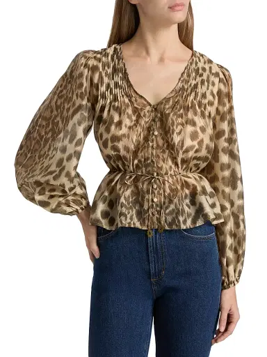 Sea Women's Claude Leopard-Print Blouse - Cream - Size Large | Thumbnail 3 Sea Women's Claude Leopard-Print Blouse - Cream - Size Large | Thumbnail 3