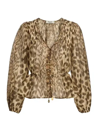 Sea Women's Claude Leopard-Print Blouse - Cream - Size Large | Thumbnail 1 Sea Women's Claude Leopard-Print Blouse - Cream - Size Large | Thumbnail 1