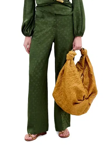 Silvia Tcherassi Women's Emine Jacqaurd Straight Pants - Hunter Green | Thumbnail 3 Silvia Tcherassi Women's Emine Jacqaurd Straight Pants - Hunter Green | Thumbnail 3