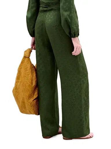 Silvia Tcherassi Women's Emine Jacqaurd Straight Pants - Hunter Green | Thumbnail 4 Silvia Tcherassi Women's Emine Jacqaurd Straight Pants - Hunter Green | Thumbnail 4