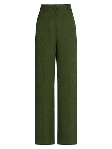 Silvia Tcherassi Women's Emine Jacqaurd Straight Pants - Hunter Green | Thumbnail 1 Silvia Tcherassi Women's Emine Jacqaurd Straight Pants - Hunter Green | Thumbnail 1