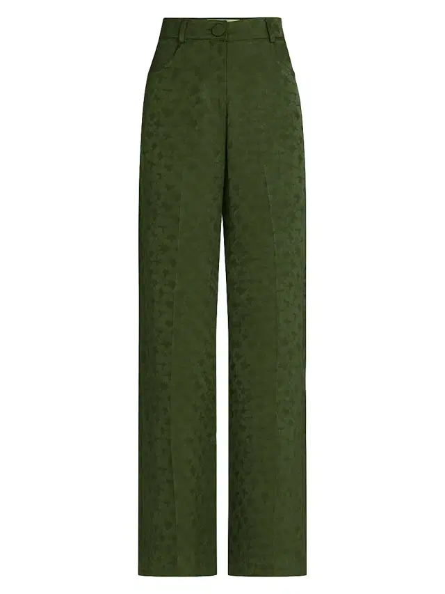 Women's Emine Jacqaurd Straight Pants - Hunter Green Women's Emine Jacqaurd Straight Pants - Hunter Green