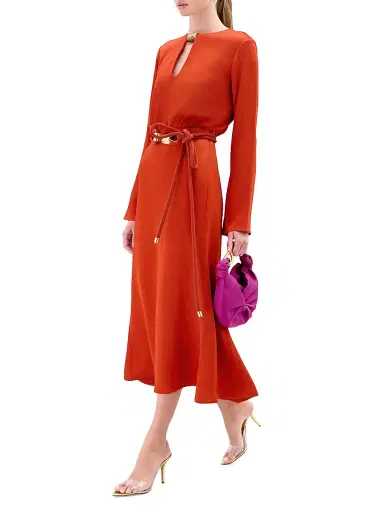 Silvia Tcherassi Women's Pesaro Cut-Out Satin Midi-Dress | Thumbnail 2 Silvia Tcherassi Women's Pesaro Cut-Out Satin Midi-Dress | Thumbnail 2