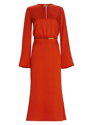 Silvia Tcherassi Women's Pesaro Cut-Out Satin Midi-Dress | Thumbnail 1 Silvia Tcherassi Women's Pesaro Cut-Out Satin Midi-Dress | Thumbnail 1