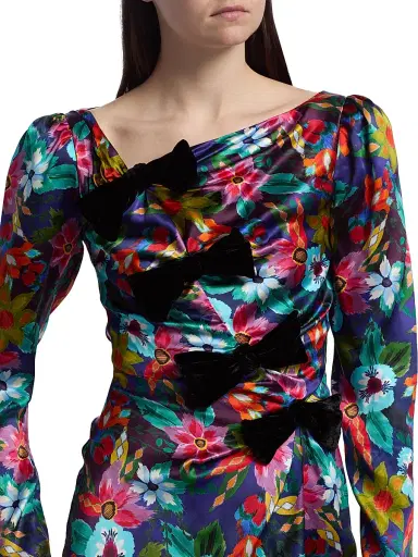 Saloni Women's Kelly Floral Silk Satin Minidress - Stellate Black | Thumbnail 6 Saloni Women's Kelly Floral Silk Satin Minidress - Stellate Black | Thumbnail 6