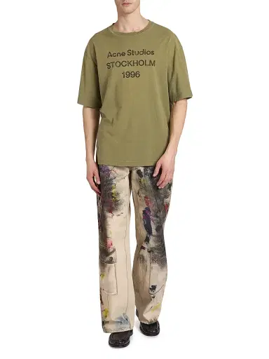 Acne Studios Men's Paint Splash Cotton Pants - White Multi - Size XL | Thumbnail 2 Acne Studios Men's Paint Splash Cotton Pants - White Multi - Size XL | Thumbnail 2