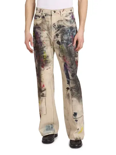 Acne Studios Men's Paint Splash Cotton Pants - White Multi - Size XL | Thumbnail 3 Acne Studios Men's Paint Splash Cotton Pants - White Multi - Size XL | Thumbnail 3