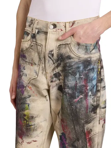 Acne Studios Men's Paint Splash Cotton Pants - White Multi - Size XL | Thumbnail 6 Acne Studios Men's Paint Splash Cotton Pants - White Multi - Size XL | Thumbnail 6