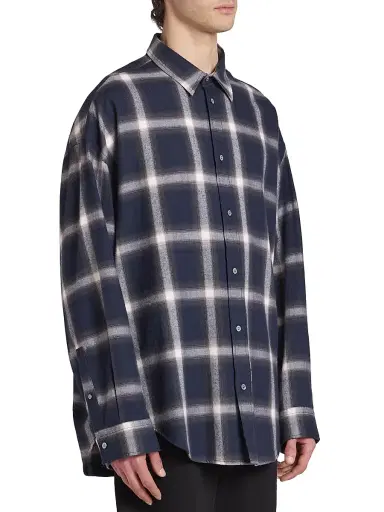 Acne Studios Men's Flannel Check Cotton Shirt - Navy Multi | Thumbnail 4 Acne Studios Men's Flannel Check Cotton Shirt - Navy Multi | Thumbnail 4